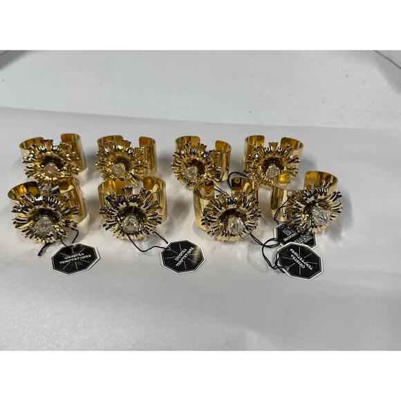 Vtg. Crystal Temptations Gold Plated Napkin Rings with STRASS Swarovski Crystals - Picture 1 of 12